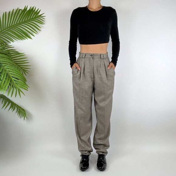 Vintage 80s 90s Grunge Indie Preppy High Waisted Brown Dress Pants / Size: 7 - Picture 3 of 6